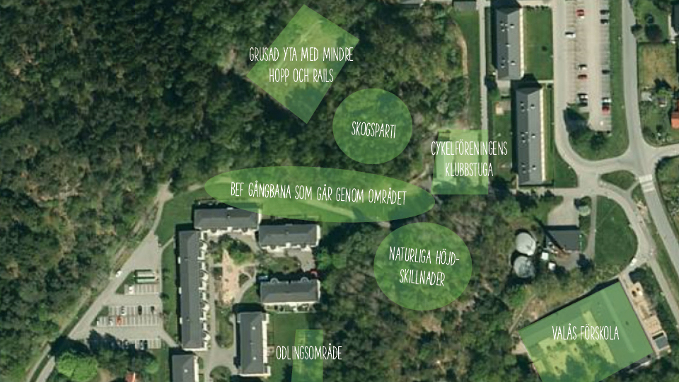 Karta över planerad aktivitetspark i Lindome