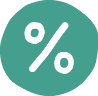 Cirkel med procenttecken i, symbol som indikerar att du betalar för detta tillval genom din hyresrabatt